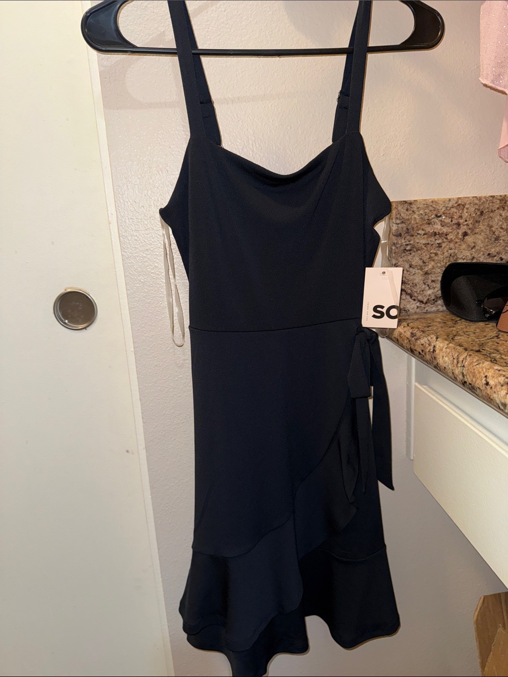 SO Black Tiered Ruffle Slip Midi Dress